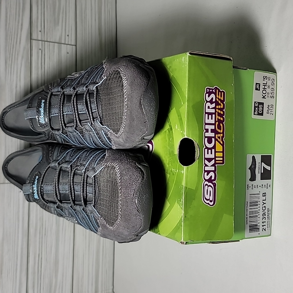 WORN ONCE Skechers Women's Gray and Blue Athletic Sneakers - Picture 7 of 7